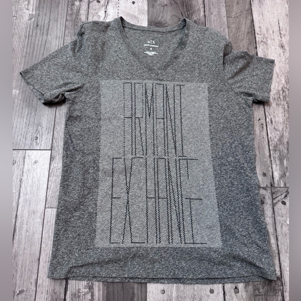Armani Exchange A|X Men's V-Neck Gray Tee Fitted T-Shirt Small